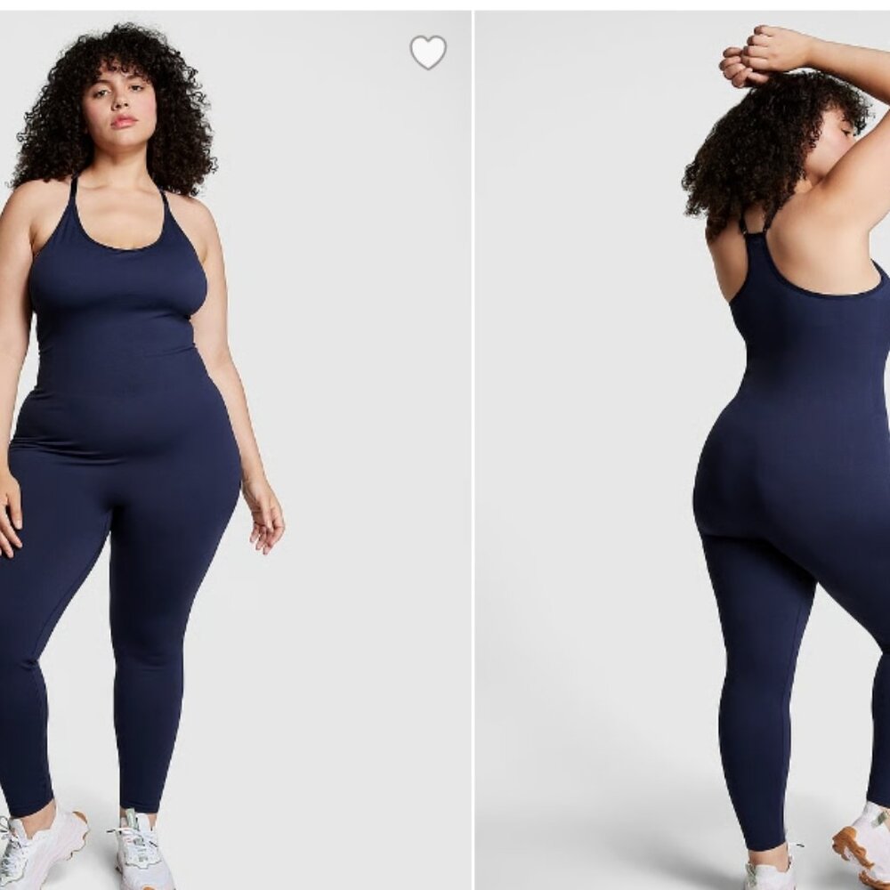 Victoria Secret Pink Seamless Workout Onesie jumpsuit Navy M NWT